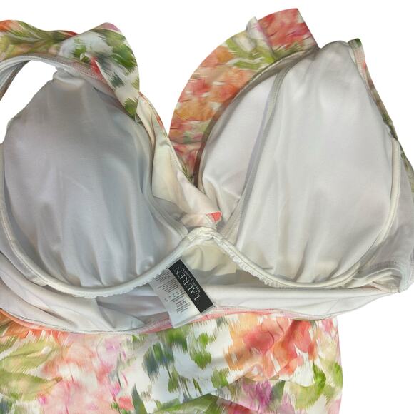 Lauren Ralph Lauren Floral Ruffle Plunge One Piece Swimsuit Women’s 16 NWT - Picture 7 of 10